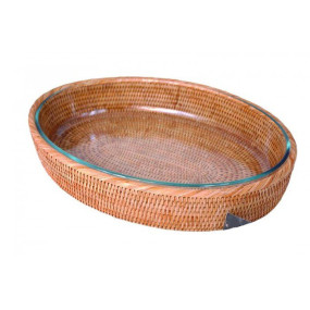 Tabuleiro Rattan com PYREX 40CM